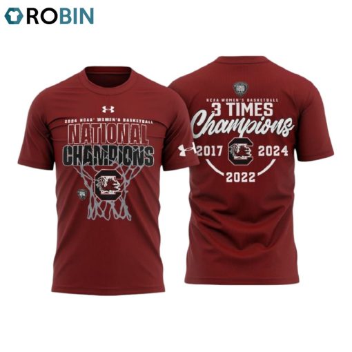South Carolina Gamecocks 3 Time NCAA Women’s Basketball National Champions Hoodie   Maroon