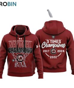 South Carolina Gamecocks 3 Time NCAA Women’s Basketball National Champions Hoodie   Maroon