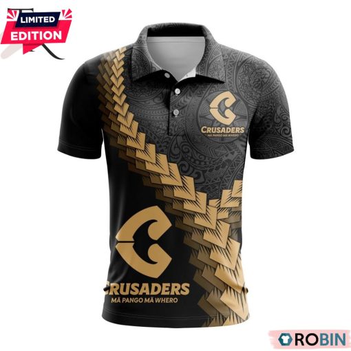 Super Rugby BNZ Crusaders Special Black And Gold Polo Shirt