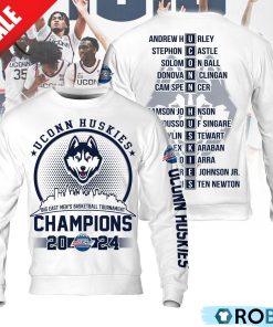 Uconn Huskies Big East Men’s Basketball Tournament Champions 2024 Hoodie – White