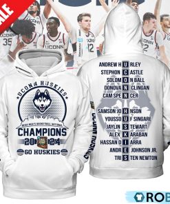 Uconn Huskies NCAA Men’s Basketball National Champions 2024 Go Huskies Hoodie – White