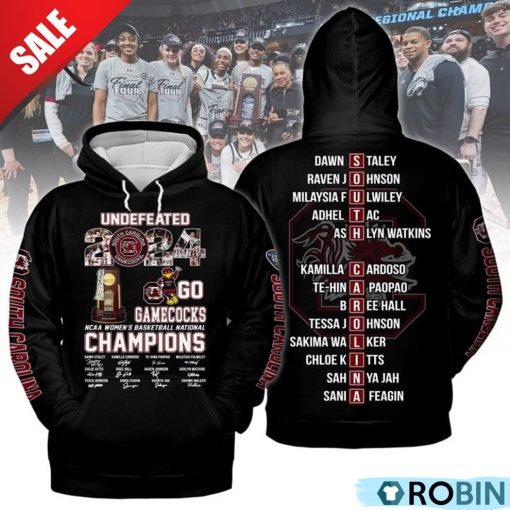 Undefeated 2024 South Carolina Gamecocks NCAA Women’s Basketball National Champions Hoodie – Black