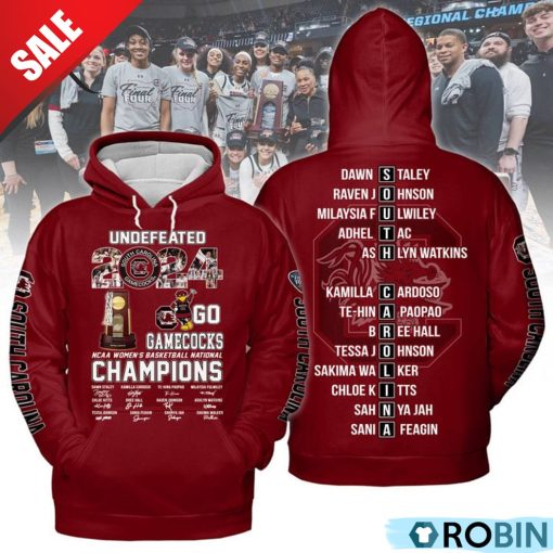Undefeated 2024 South Carolina Gamecocks NCAA Women’s Basketball National Champions Hoodie – Garnet