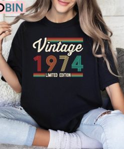 Vintage 1974 Limited Edition Shirt, Retro 1974 Birthday Long Sleeve Hoodie