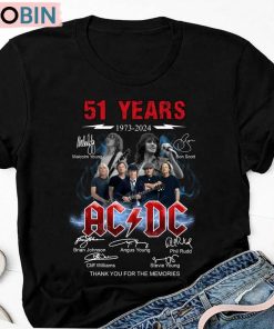 Vintage 51 Years Ac Dc 1973 2024 Shirt, Acdc Anniversary Long Sleeve Sweater