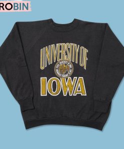 Vintage University Of Iowa Hawkeye Sweatshirt, Ncaa Basketball Long Sleeve Tee Tops