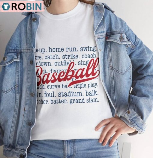 Vintage Vibe Baseball Words Shirt, Baseball Long Sleeve Sweater
