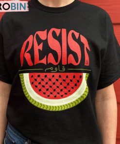 Watermelon Resist Shirt, Palestine Flag Resist Arabic Short Sleeve Tee Tops