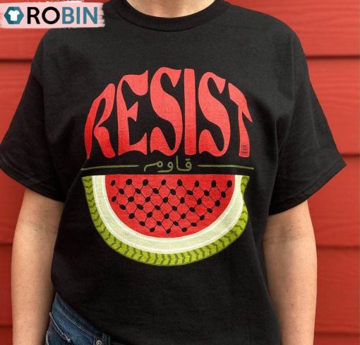 Watermelon Resist Shirt, Palestine Flag Resist Arabic Short Sleeve Tee Tops