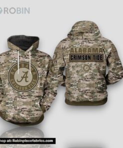 Alabama Crimson Tide Camouflage Veteran 3D Hoodie NCAA Gifts