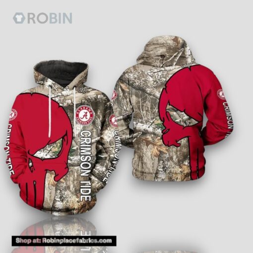 Alabama Crimson Tide Camouflage Veteran Hunting 3D Hoodie Alabama Crimson Tide Gifts For Him