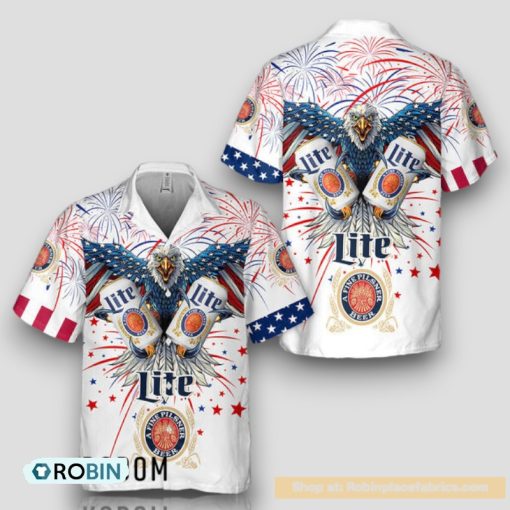 Aloha Fireworks Independence Day Eagle Miller Lite Hawaiian Shirt