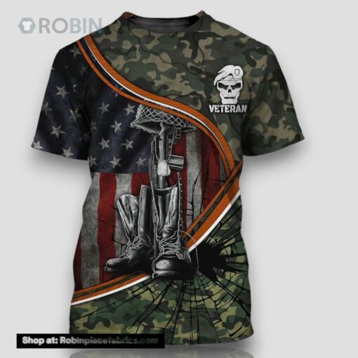 America In The Heart All Over Print 3D T Shirt For Military
