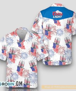 American Flag Fireworks Coors Light Hawaiian Shirt