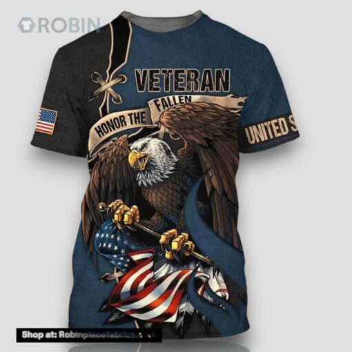 American Veteran Honor The Fallen Eagle Veteran All Over Print 3D T Shirt For Military