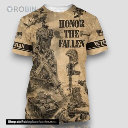 American Veteran Honor The Fallen Veteran All Over Print 3D T Shirt For Military