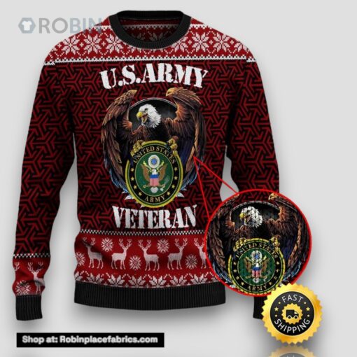 Armed Forces Army Military Veterans Day Gift For Father Dad Christmas Sweater