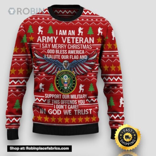Armed Forces Army Military Veterans Day Gift For Father Dad Christmas Sweaters