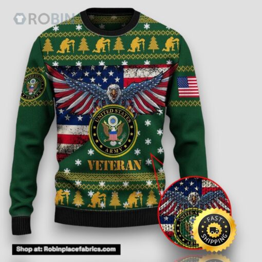 Armed Forces Army Military Veterans Day Gift For Father Dad Christmas Ugly Sweaters