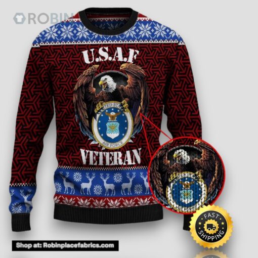 Armed Forces Usaf Air Forces Military Veterans Day Gift For Father Dad Christmas Sweater