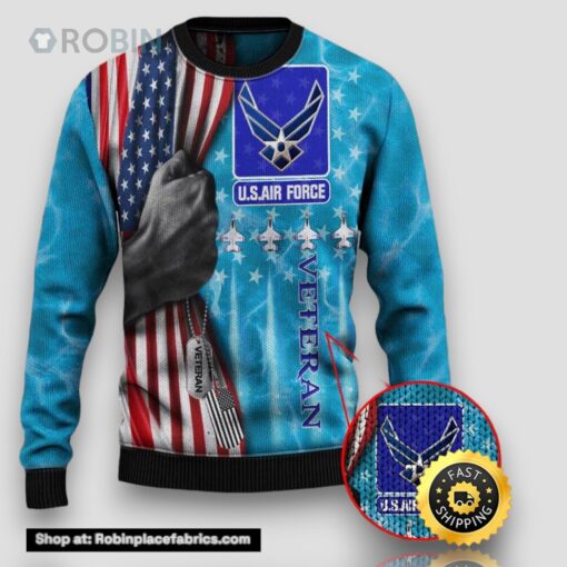 Armed Forces Usaf Air Forces Military Veterans Day Gift For Father Dad Christmas Ugly Sweater