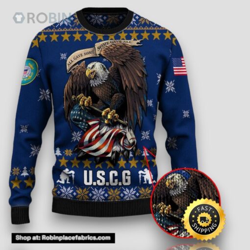 Armed Forces Uscg Coast Guard Military Veterans Day Gift Dad Christmas Ugly Sweate