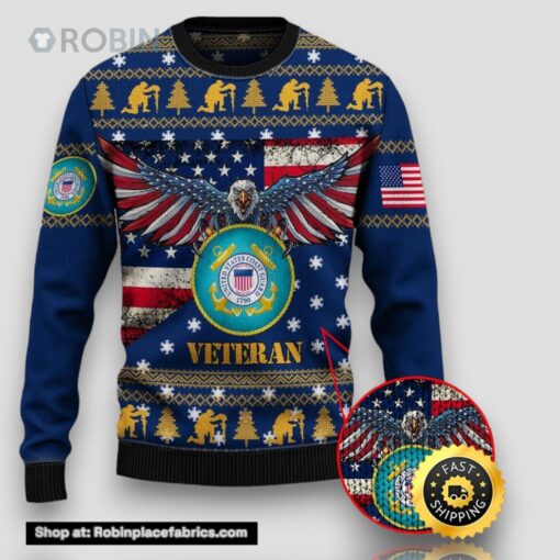 Armed Forces Uscg Coast Guard Military Veterans Day Gift For Father Dad Christmas Ugly Sweater