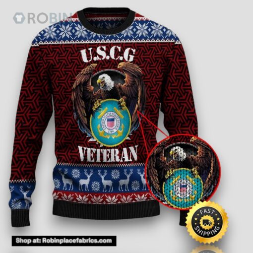 Armed Forces Uscg Coast Guard Military Veterans Day Gift For Father Dad Christmas Ugly Xmas Sweater