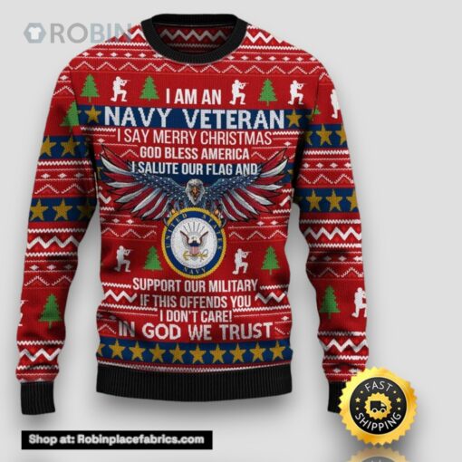Armed Forces Usn Navy Military Veterans Day Christmas Ugly Sweater