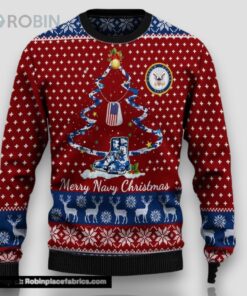 Armed Forces Usn Navy Military Veterans Day Gift For Father Dad Christmas Ugly Sweater