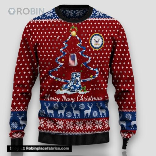 Armed Forces Usn Navy Military Veterans Day Gift For Father Dad Christmas Ugly Sweater