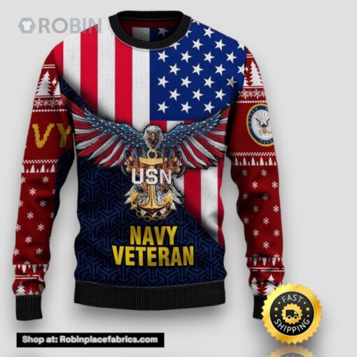 Armed Forces Usn Navy Military Veterans Ugly Sweater
