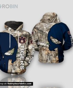 Auburn Tigers Camouflage Veteran Hunting With Skull Punisher 3D Hoodie NCAA Football Gifts
