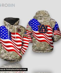 Auburn Tigers Flag American Camouflage Veteran 3D Hoodie NCAA Cheer Gifts