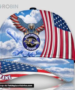 Baltimore Ravens America Eagle Flag 4th Of July Baseball Cap, Football Veteran Cap