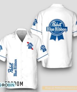 Basic Printed Pabst Blue Ribbon Hawaiian Shirt