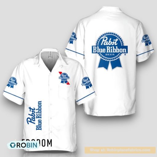 Basic Printed Pabst Blue Ribbon Hawaiian Shirt