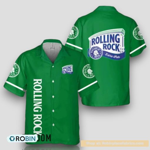 Basic Printed Rolling Rock Beer Hawaiian Shirt