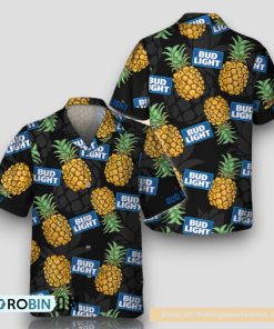 Black Aloha Pineapple Bud Light Hawaiian Shirt