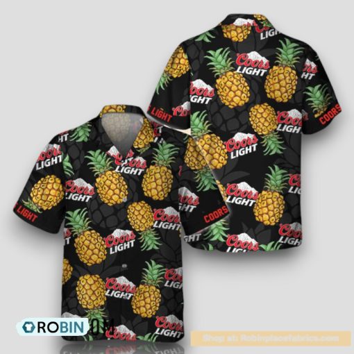 Black Aloha Pineapple Coors Light Hawaiian Shirt