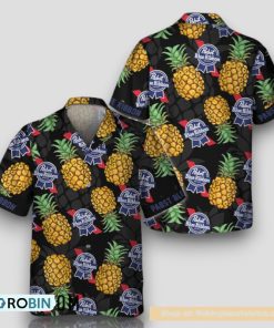 Black Aloha Pineapple Pabst Blue Ribbon Hawaiian Shirt Black Aloha Pineapple Pabst Blue Ribbon Hawaiian Shirt
