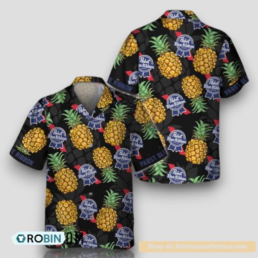 Black Aloha Pineapple Pabst Blue Ribbon Hawaiian Shirt