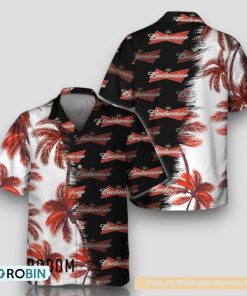 Black Budweiser Match Palm Trees Hawaiian Shirt Black Budweiser Match Palm Trees Hawaiian Shirt