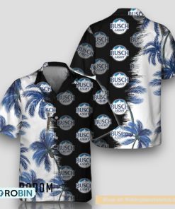 Black Busch Light Match Palm Trees Hawaiian Shirt