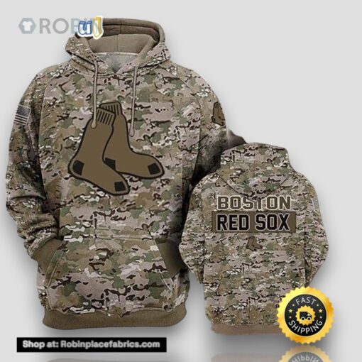 Boston Red Sox Camouflageuflage Veteran 3d Hoodie All Over Print