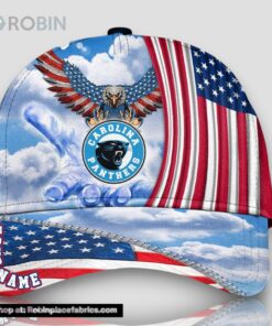 Carolina Panthers America Eagle Flag 4th Of July Baseball Cap, Football Veteran Cap