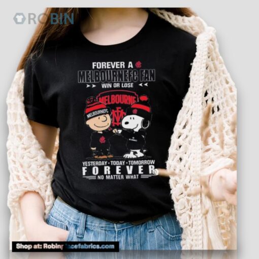 Charlie Brown And Snoopy Forever A Melbournefc Fan Win Or Lose Forever No Matter Whaunisex Shirt