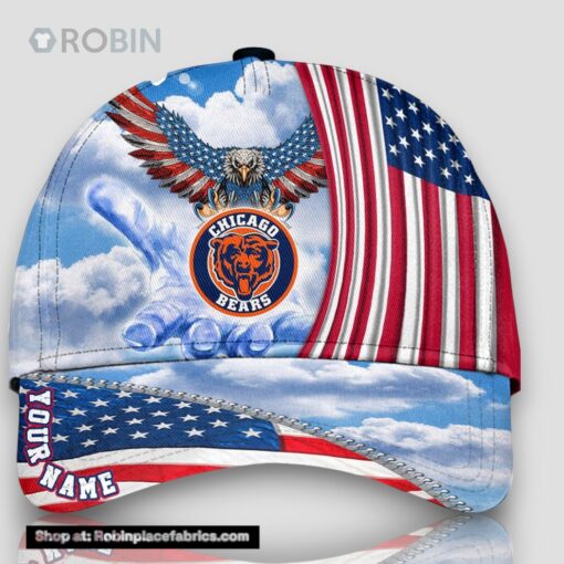 Chicago Bears America Eagle Flag 4th Of July Baseball Cap, Football Veteran Cap