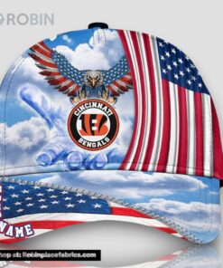 Cincinnati Bengals America Eagle Flag 4th Of July Baseball Cap, Football Veteran Cap