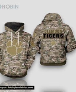 Clemson Tigers Camouflage Veteran 3D Hoodie College Baseball Apparel